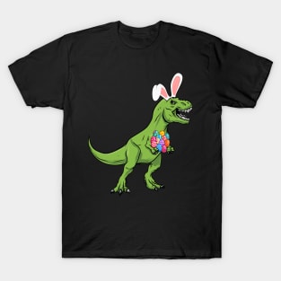 Easter Dinosaur Trex With Eggs T-Rex Bunny Ears Easter T-Shirt